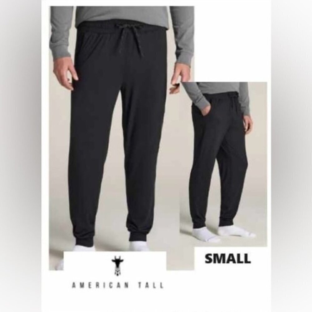 American Tall-Men's Weekender Stretch Lounge Joggers for Tall Men-Black. Size:ST